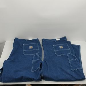 2- Carhartt Men's FR Denim Blue Jeans Size 46 X 30